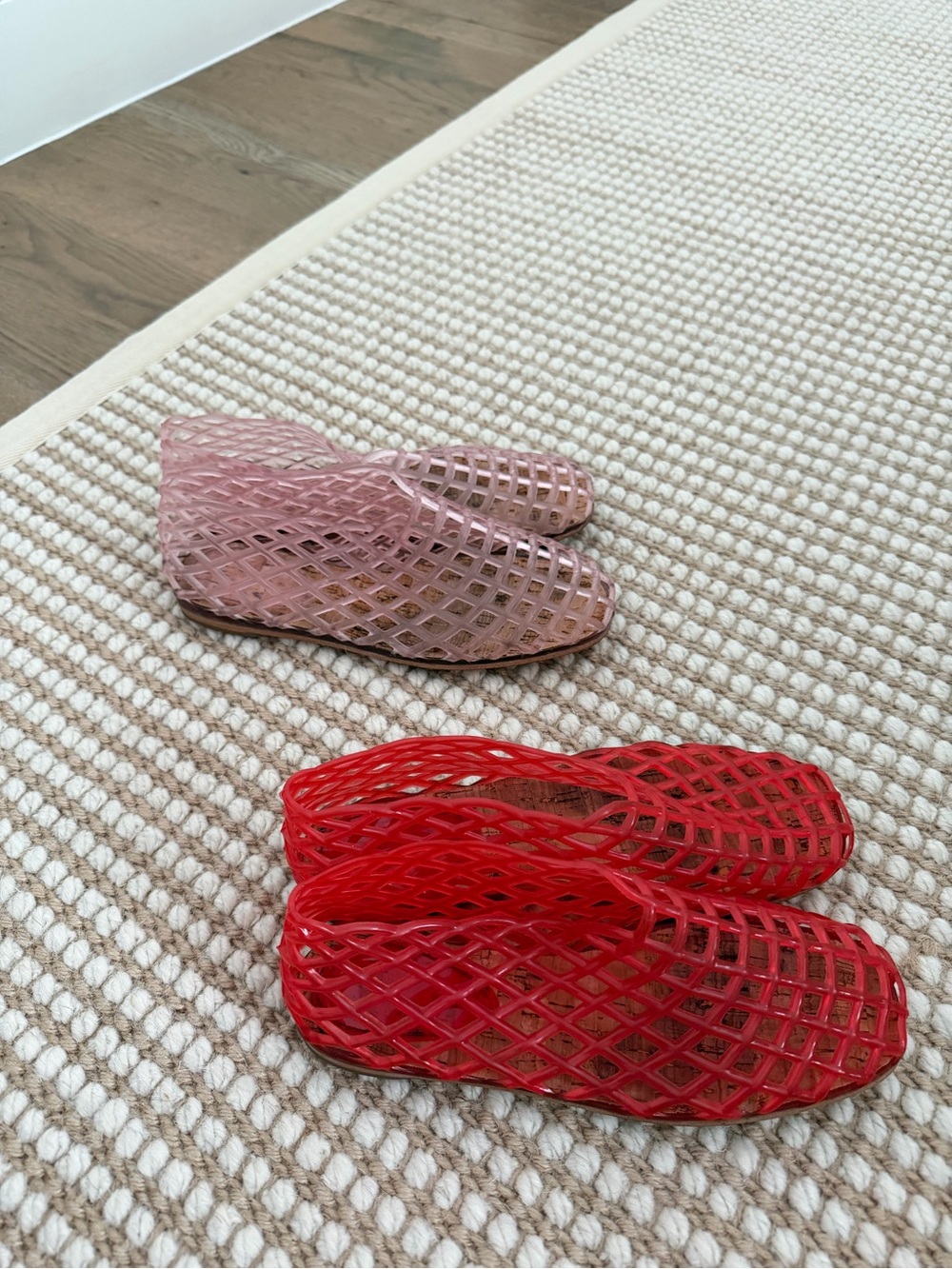 Women’s Mesh Slip-On Flats in Pink and Red